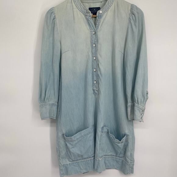 Lucky Brand Dress Denim Shirt Small Chambray Western Cowgirl Equestrian - Picture 1 of 9